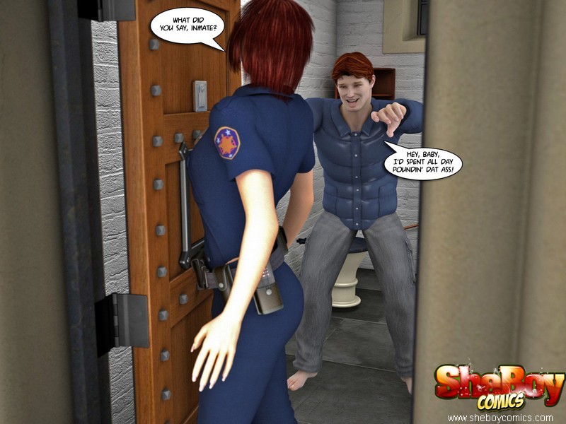 3d Shemale Sex Comic - Young prisoner is punished by a gorgeous police shemale in ...