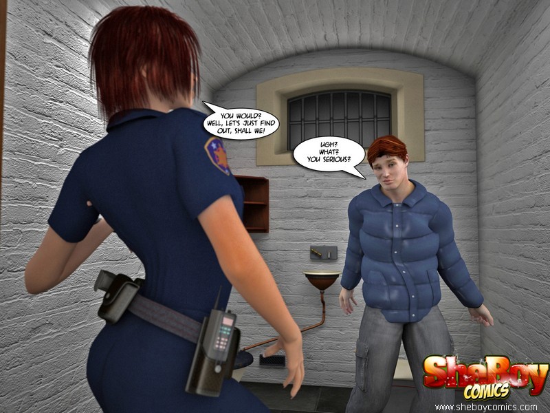 Cartoon Police Porn Xxx - Young prisoner is punished by a gorgeous police shemale in ...