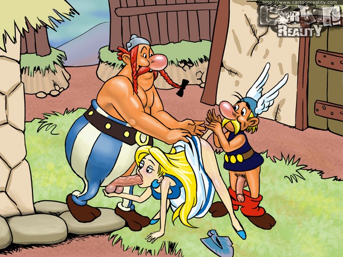 Asterix and Obelix fucking hot blonde - Cartoon Sex - Picture 1