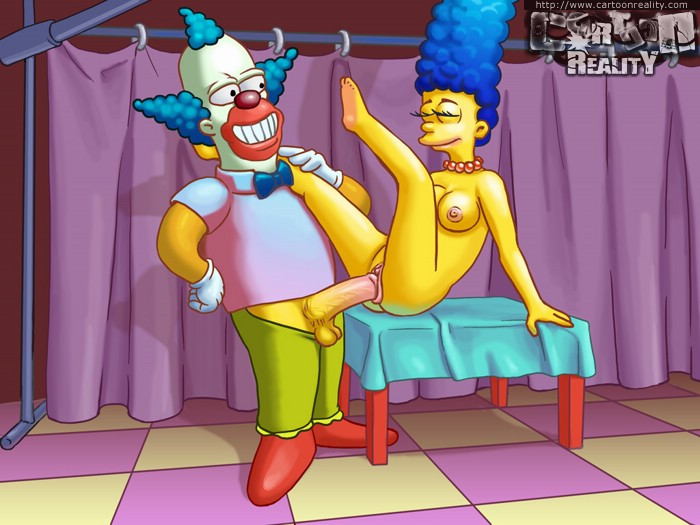 700px x 525px - Marge sucks Homer's big cock and gets fucked by randy clown ...