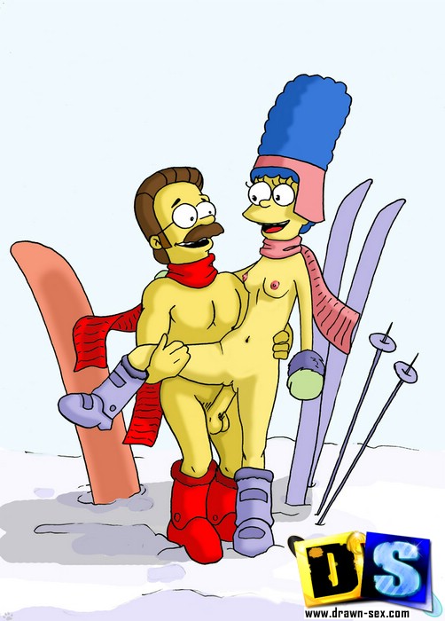 Horny toon Marge Simpson rides Homer's hard dick on - Picture 1