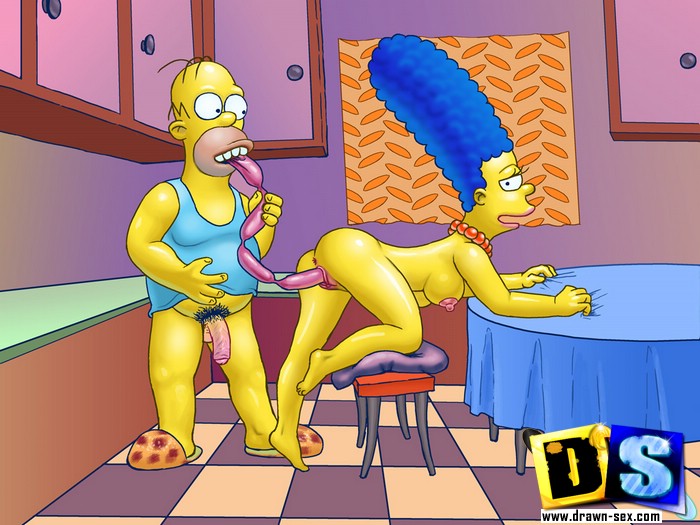 Nasty Cartoon Games - Nasty cartoon Homer Simpson fucked his wife Marge from behind doggy st..