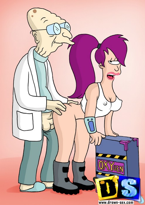Horny old Futurama professor bangs Leela from behind - Picture 1