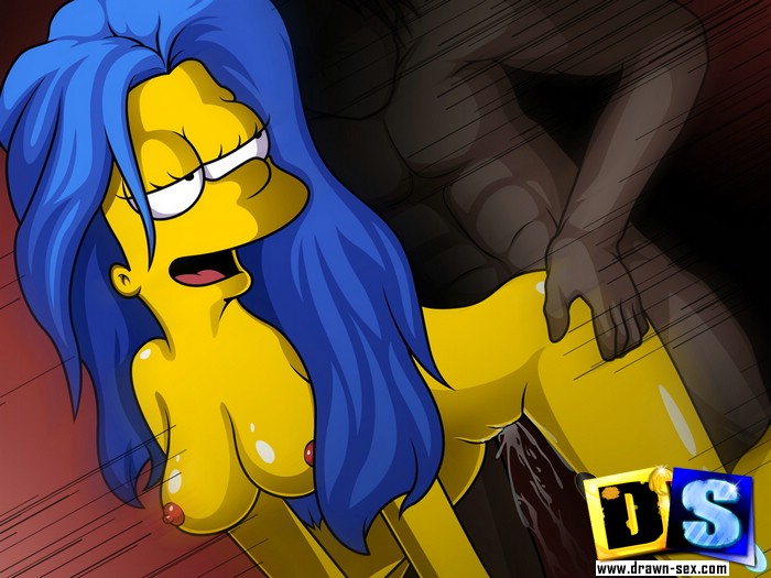 Toon lusty wife Marge Simpson gets her twat reemed out by huge black m..
