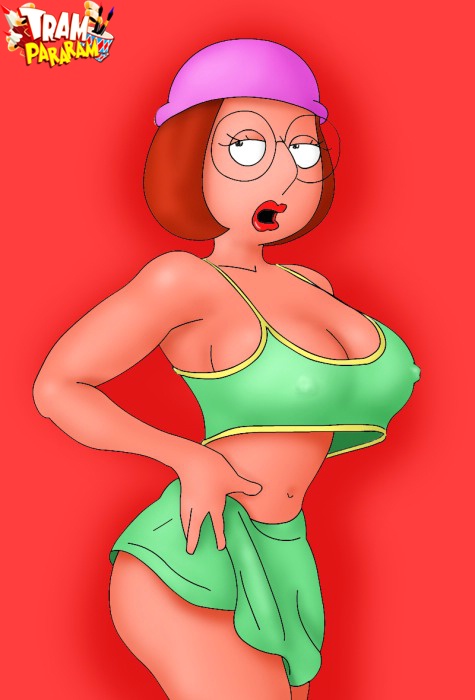 Cartoon fuck doll Meg Griffin usind a dildo while there is no real man..