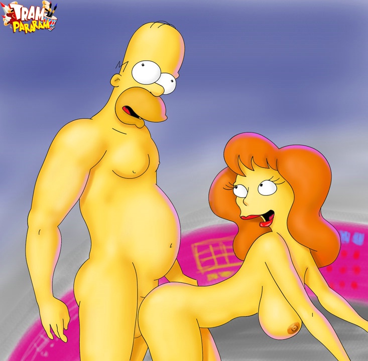 Cartoon Porn Cum Inside - Homer Simpson is about to cum inside this busty babe he fucking doggy ..