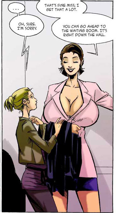 Lovely secretary in a pink jacket becomes bigger and - Picture 3