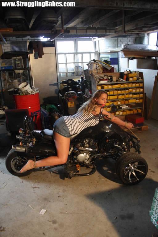 Blonde gal in jeans short with a gag-ball g - XXX Dessert - Picture 6