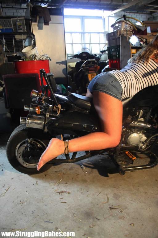 Blonde gal in jeans short with a gag-ball g - XXX Dessert - Picture 12