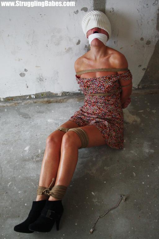 Hot girl in a hat on her eyes and cleavegag - XXX Dessert - Picture 1