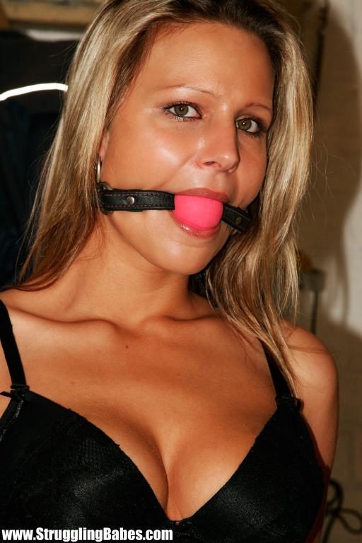 Blonde chick with a gag-ball and bound to t - XXX Dessert - Picture 2