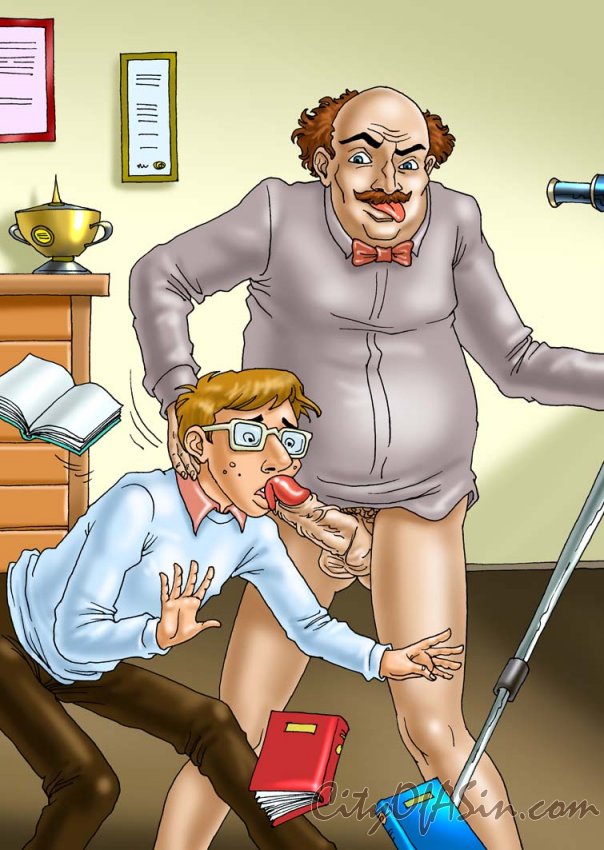 Bald teacher forcing to suck poor geek his - Cartoon Sex - Picture 2