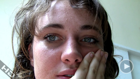Busty brunette teen with a shaggy cooch pleasing her cooch with a help of her earphones of her mobile - XXXonXXX - Pic 3