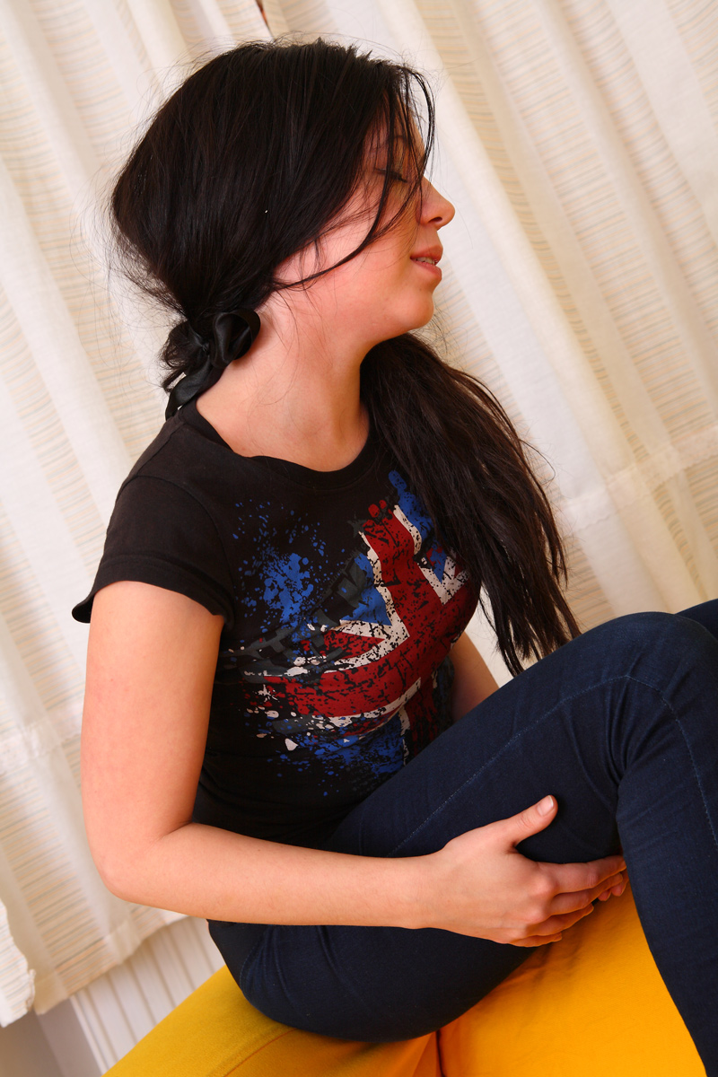 Delicious European teen brunette toys with her attention craving pussy on a leather couch using her naughty fingers, driving herself into a wild orgasm with ease - XXXonXXX - Pic 4