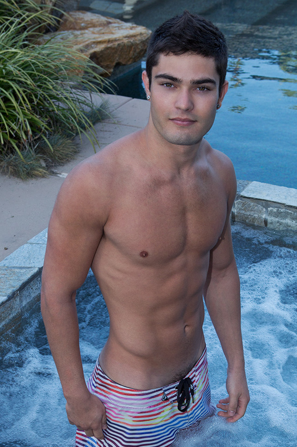 Handsome brunette gay guy showing off to se - XXX Dessert - Picture 5