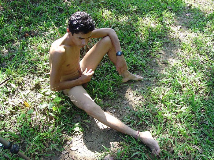 A lusty dark latino twink poses nude for the camera showing the humongous size of his uncut dick and the cum he unloads - XXXonXXX - Pic 10
