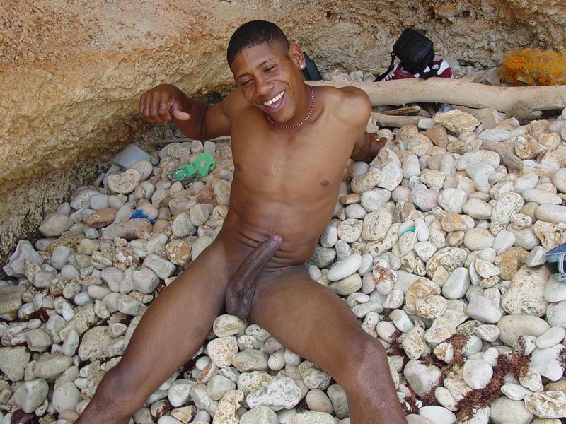 A lascivious young dark skinned latino sunbathing among the rocks and whacking off that impossibly large cock of his until he cums - XXXonXXX - Pic 11