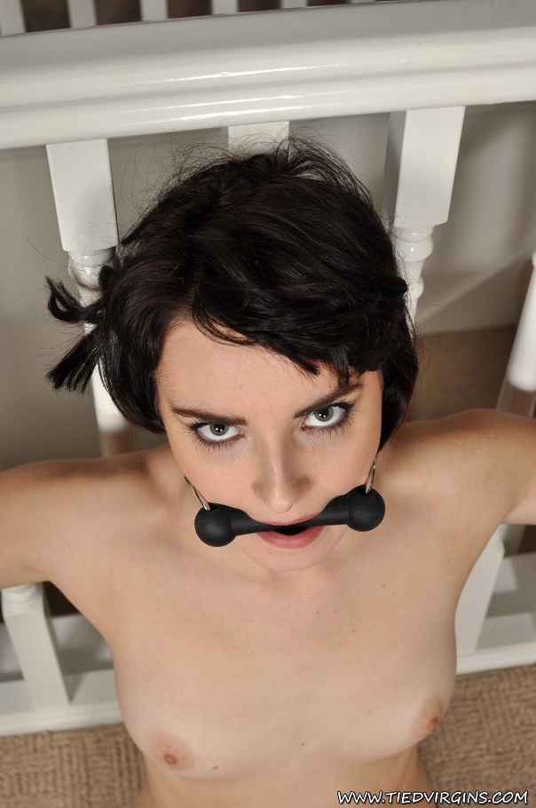 Cute and sexy gagged brunette virgin sub teases with her struggles as she moves against her restraits - XXXonXXX - Pic 7