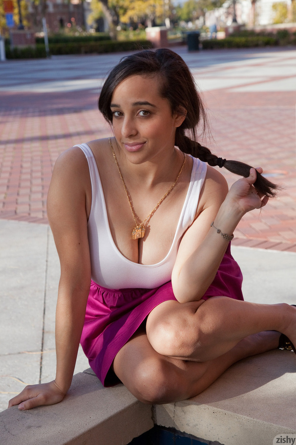 Hot brunette teen babe with a plait posing  - XXX Dessert - Picture 6