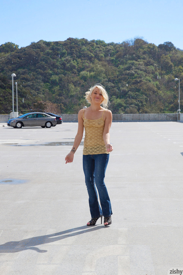 Charming blondie posing in a beige transpar - XXX Dessert - Picture 5