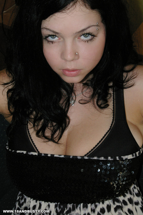 Black haired teen has smoky eyes and a real - XXX Dessert - Picture 1