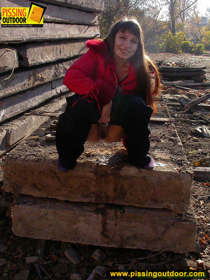 Cute girl walking by makes a quick to expose sweet bushy pussy and take a piss - XXXonXXX - Pic 17