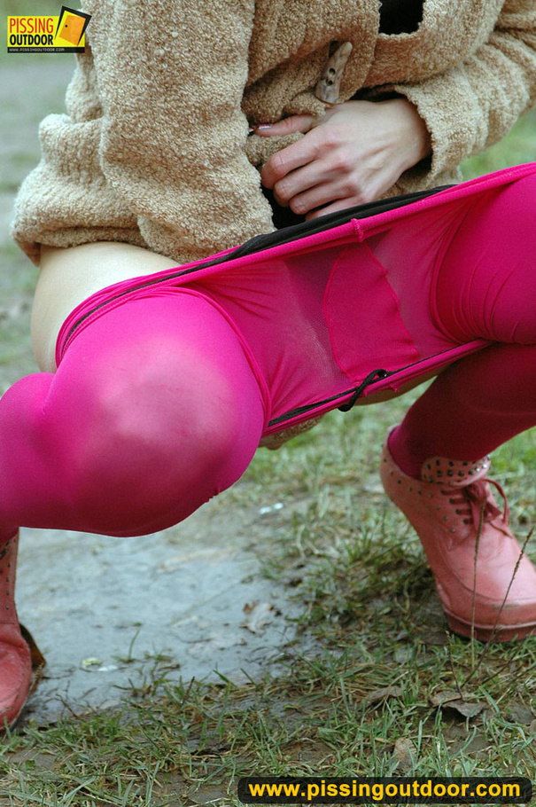 Brunette has no problem exposing her tush outdoors to take a piss in nature - XXXonXXX - Pic 13