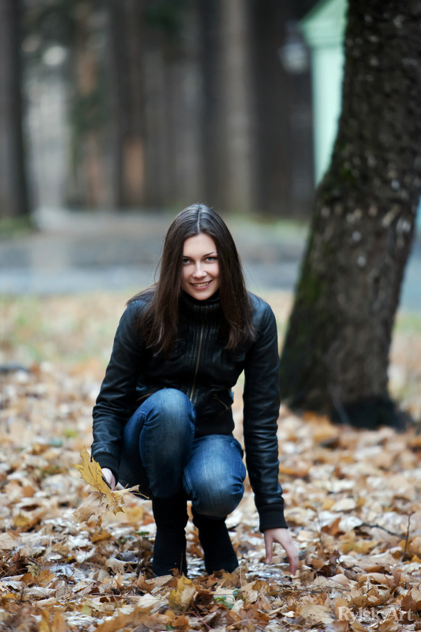 Skinny brunette teen with a plait undresses - XXX Dessert - Picture 1