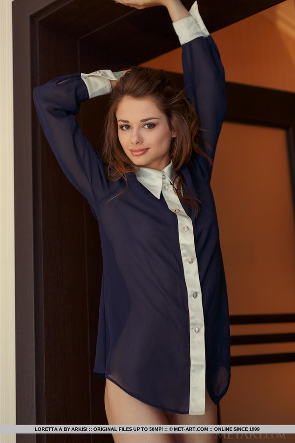 High society girl in men's shirt bares her  - XXX Dessert - Picture 1