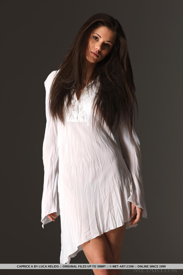 Saucy doe-eyed brunette shows her snatch wi - XXX Dessert - Picture 1