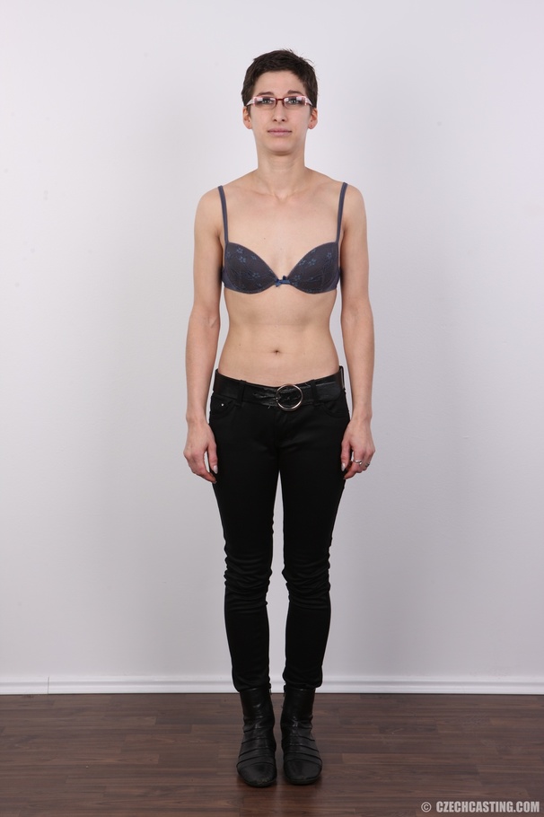 Slim tall and sexy chick in glasses strips  - XXX Dessert - Picture 4