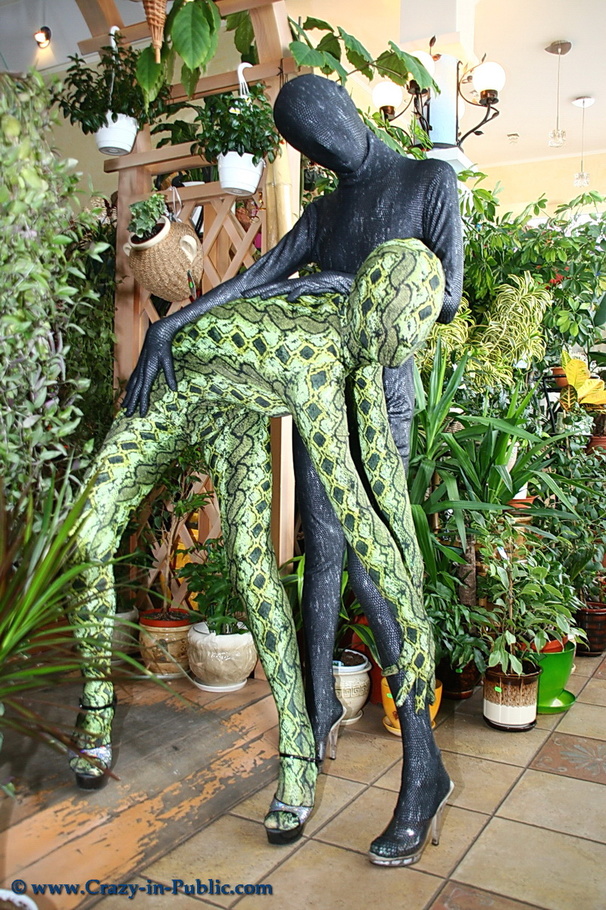 Two flexible green and black zentai wearing - XXX Dessert - Picture 1