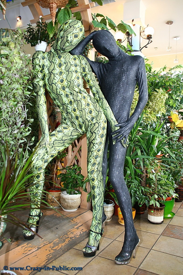 Two flexible green and black zentai wearing - XXX Dessert - Picture 2