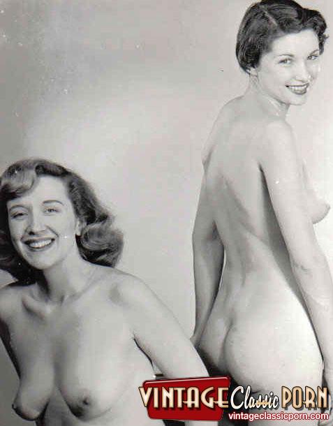 Cute and sexy vintage lesbians undressing in the fifties.