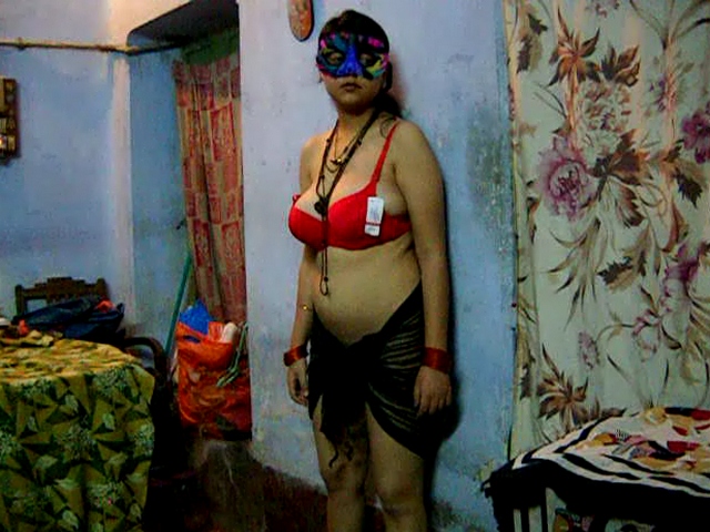 Horny India dude in a mask sucking and licking his wife’s huge boobs - XXXonXXX - Pic 1