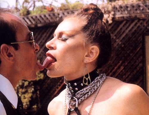 Old slut in a collar taking a hot facial - XXX Dessert - Picture 1