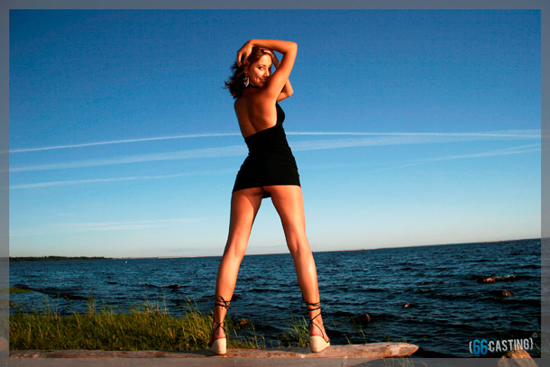 Hot brunette chick in very short dress and sandals posing at the sea cliff - XXXonXXX - Pic 2