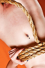 Slim teen cutie playing with a thick rope naked - XXXonXXX - Pic 8