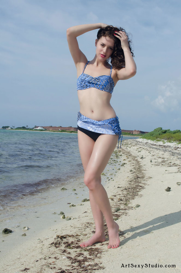 Tall pretty brunette model in blue shows of - XXX Dessert - Picture 2