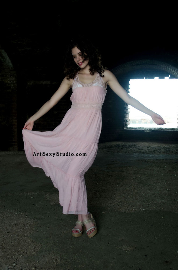 Hot brunette in pink gown drops gown and un - XXX Dessert - Picture 2