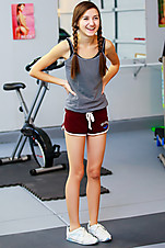 Flexible brunette exposing her gorgeous body in a sexy naked workout. - XXXonXXX - Pic 1