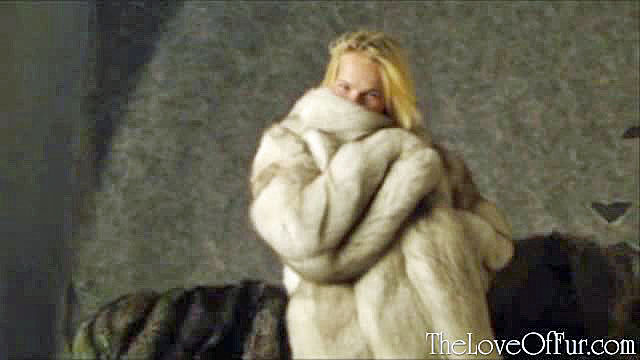 Nude blonde pin up trying on her new fur co - XXX Dessert - Picture 8
