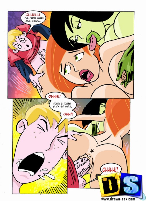 Danny Phantom Meets Kim Possible Porn - Sexy Kim Possible entangled with Shego and Ron in hot ...