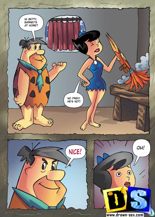 Betty Rubble Porn Comics - Naughty Fred Flintstone bends Betty Rubble over to lick her ...