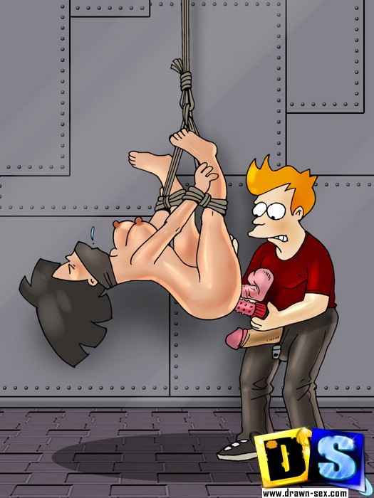 Toon Fingering - Tied up toon slut sucks old man's cock and gets fingered by ...