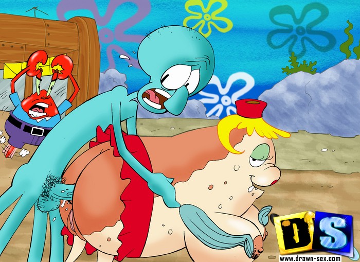 Nasty Cartoon Sex Spongebob - Mr. Krabs bumped by Squid and catches Squidward and Patrick ...