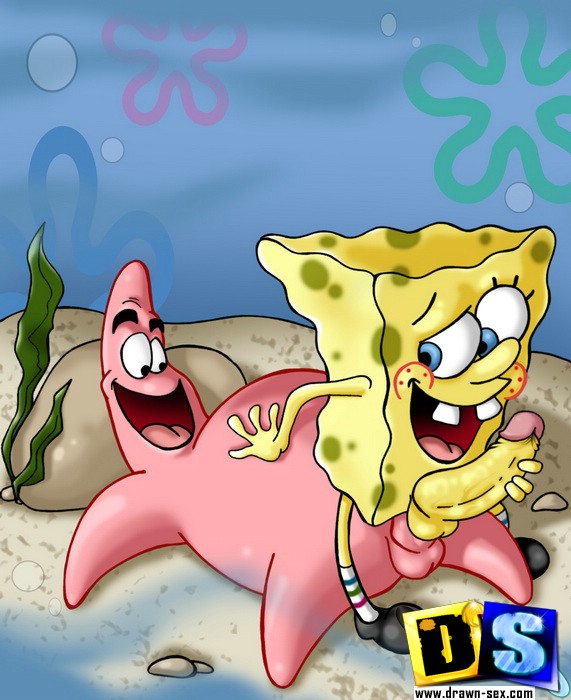 Spongebob bangs Sandy and see chick and plays with Patrick's cock.