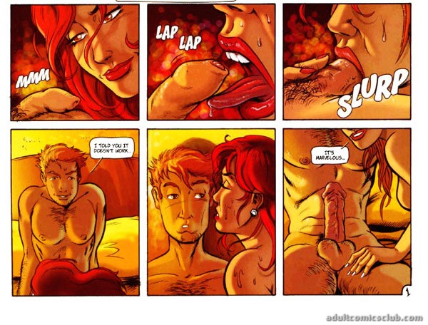 Pusey Porn Comic - Dude from hot porn comics Away Game licking red chick's ...