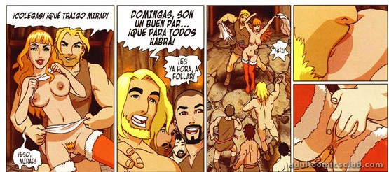 Orgy Comics - Awesome group orgy in the cave in a wonderful drawn porn ...