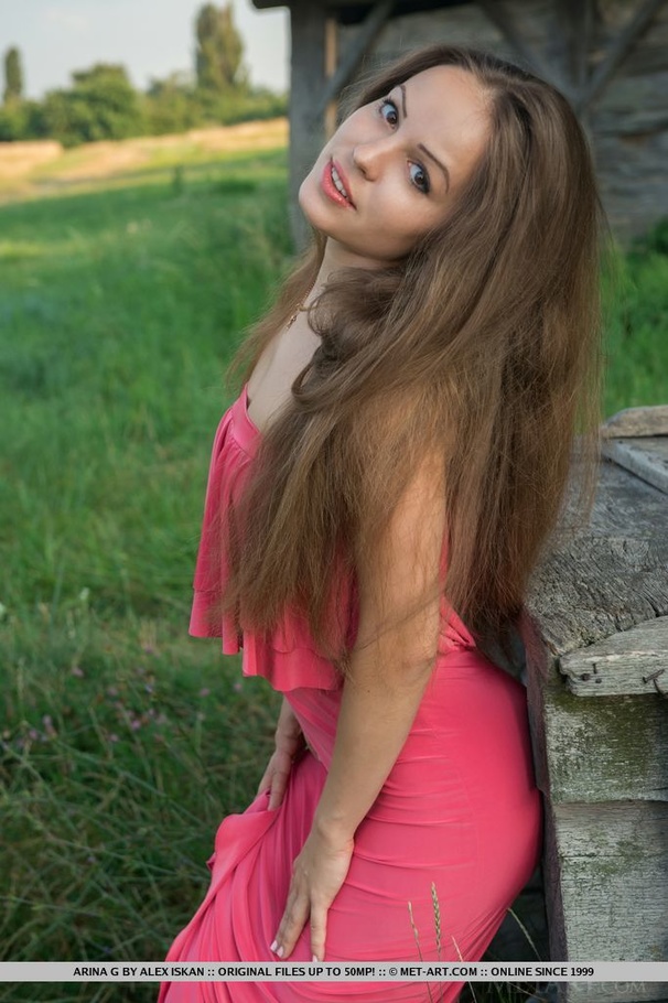 Young country cutie in pink dress flashes h - XXX Dessert - Picture 3